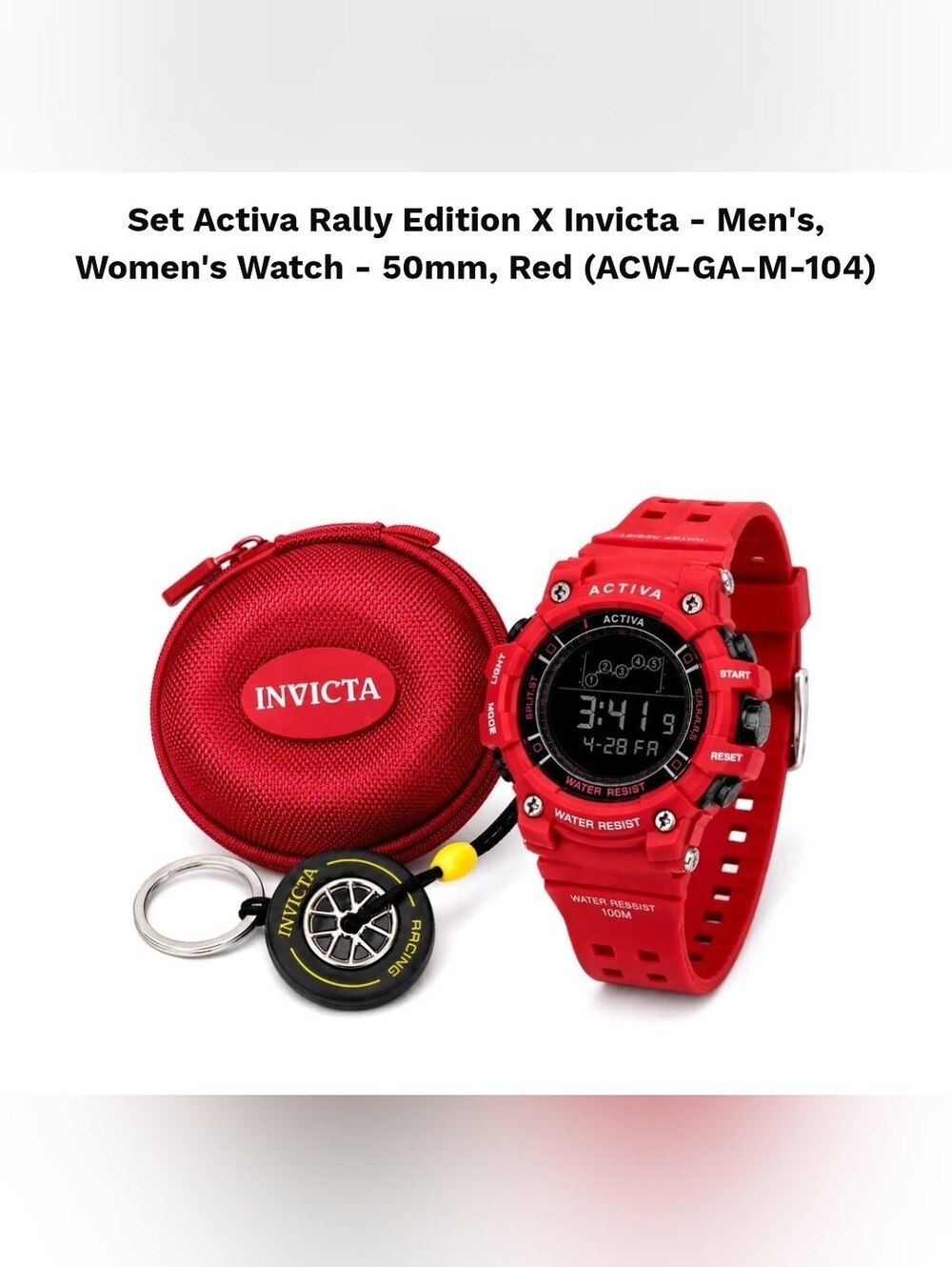 🔥 NEW Bundle Red Activa Digital Sport Watch Invicta Travel Case & Tire Keychain